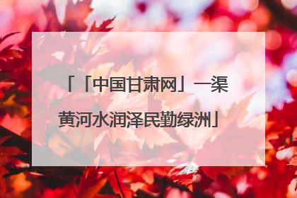 「中国甘肃网」一渠黄河水润泽民勤绿洲
