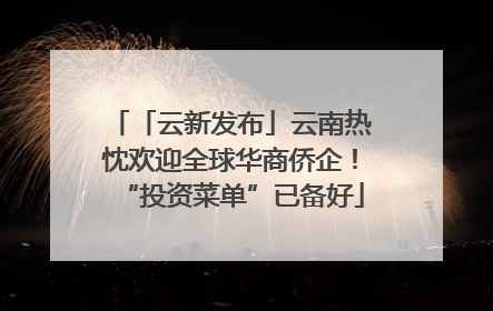「云新发布」云南热忱欢迎全球华商侨企！“投资菜单”已备好