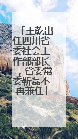 王乾出任四川省委社会工作部部长，省委常委靳磊不再兼任