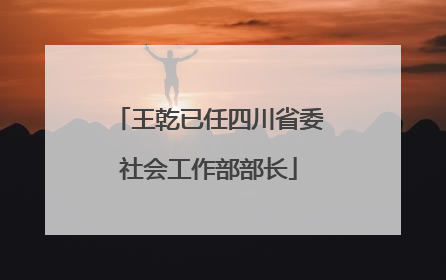 王乾已任四川省委社会工作部部长