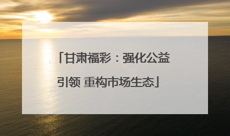 甘肃福彩：强化公益引领 重构市场生态