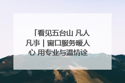 看见五台山 凡人凡事｜窗口服务暖人心 用专业与温情诠释责任担当