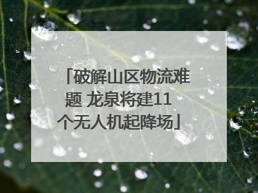 破解山区物流难题 龙泉将建11个无人机起降场