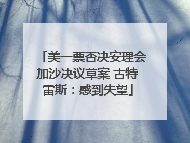 美一票否决安理会加沙决议草案 古特雷斯：感到失望
