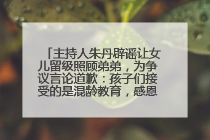 主持人朱丹辟谣让女儿留级照顾弟弟，为争议言论道歉：孩子们接受的是混龄教育，感恩每一条批评
