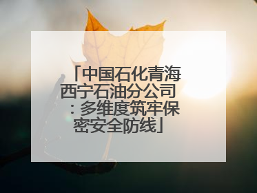 中国石化青海西宁石油分公司：多维度筑牢保密安全防线