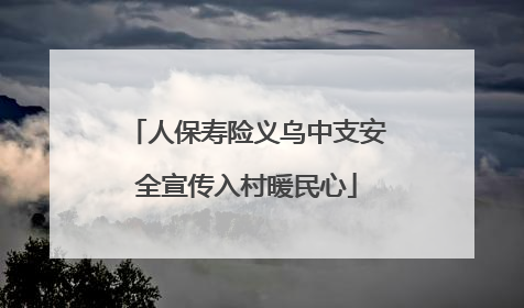 人保寿险义乌中支安全宣传入村暖民心