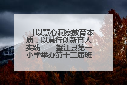 以慧心洞察教育本质，以慧行创新育人实践——望江县第一小学举办第十三届班主任论坛