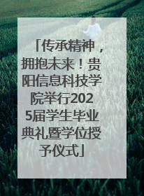 传承精神，拥抱未来！贵阳信息科技学院举行2025届学生毕业典礼暨学位授予仪式