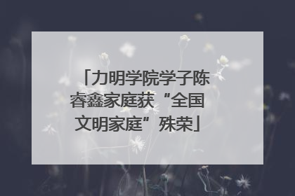 力明学院学子陈睿鑫家庭获“全国文明家庭”殊荣