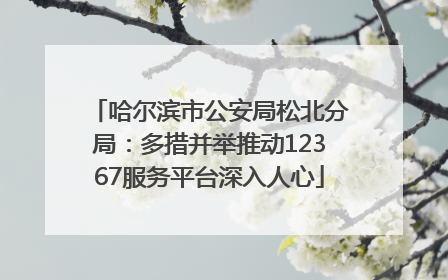 哈尔滨市公安局松北分局：多措并举推动12367服务平台深入人心
