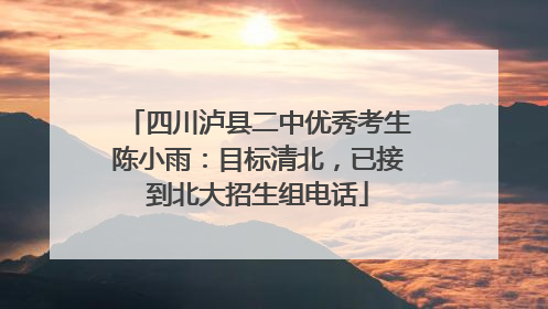 四川泸县二中优秀考生陈小雨：目标清北，已接到北大招生组电话