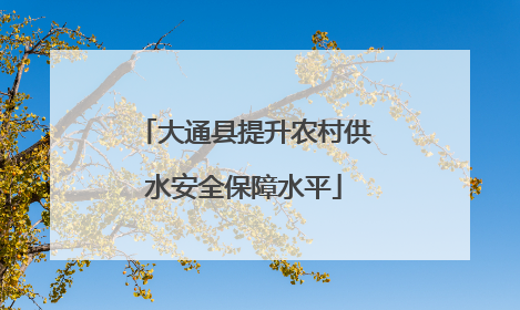 大通县提升农村供水安全保障水平