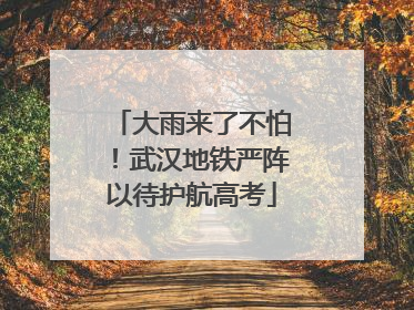 大雨来了不怕！武汉地铁严阵以待护航高考