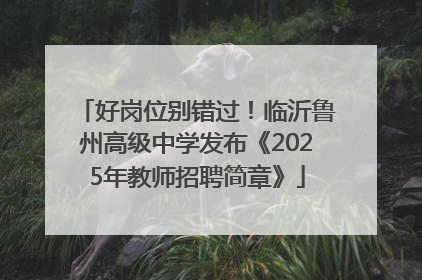 好岗位别错过！临沂鲁州高级中学发布《2025年教师招聘简章》