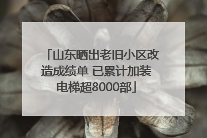 山东晒出老旧小区改造成绩单 已累计加装电梯超8000部