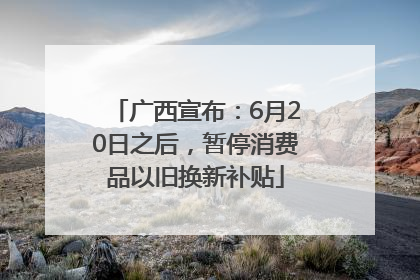 广西宣布：6月20日之后，暂停消费品以旧换新补贴