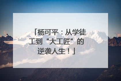 杨可平：从学徒工到“大工匠”的逆袭人生！