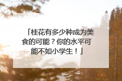 桂花有多少种成为美食的可能？你的水平可能不如小学生！