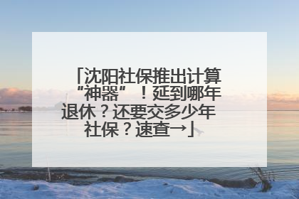 沈阳社保推出计算“神器”！延到哪年退休？还要交多少年社保？速查→