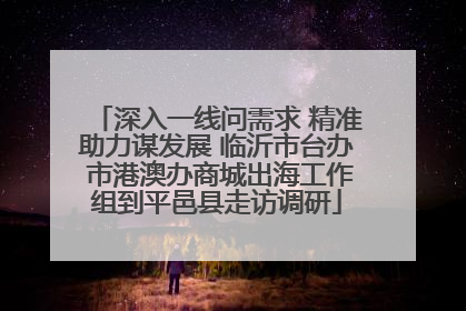 深入一线问需求 精准助力谋发展 临沂市台办 市港澳办商城出海工作组到平邑县走访调研