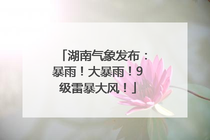 湖南气象发布：暴雨！大暴雨！9级雷暴大风！