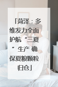 菏泽：多维发力全面护航“三夏”生产 确保夏粮颗粒归仓