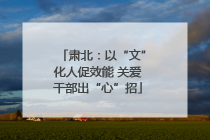 肃北：以“文”化人促效能 关爱干部出“心”招
