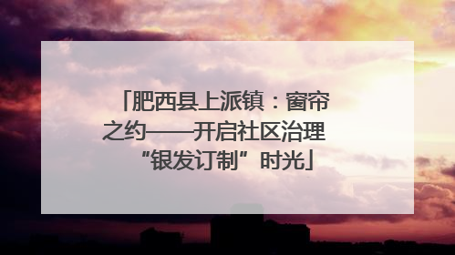 肥西县上派镇：窗帘之约——开启社区治理“银发订制”时光