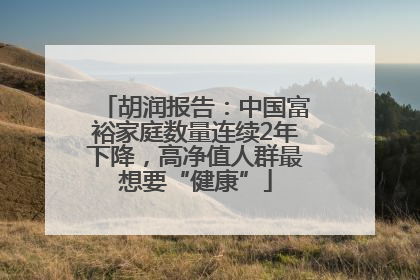胡润报告：中国富裕家庭数量连续2年下降，高净值人群最想要“健康”