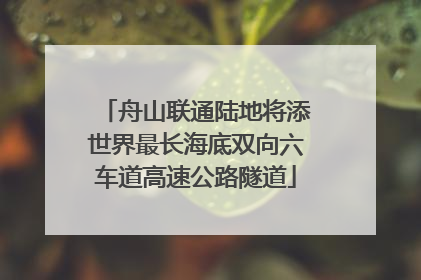 舟山联通陆地将添世界最长海底双向六车道高速公路隧道
