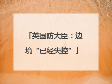 英国防大臣：边境“已经失控”