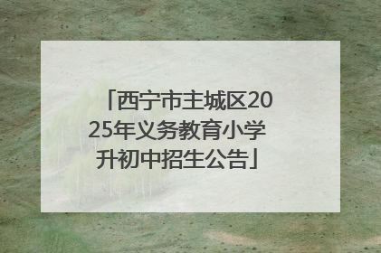 西宁市主城区2025年义务教育小学升初中招生公告