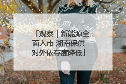 观察｜新能源全面入市 湖南保供对外依存度降低