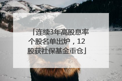 连续3年高股息率个股名单出炉，12股获社保基金重仓