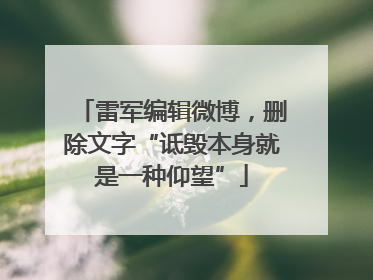 雷军编辑微博，删除文字“诋毁本身就是一种仰望”