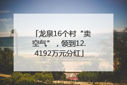 龙泉16个村“卖空气”，领到12.4192万元分红