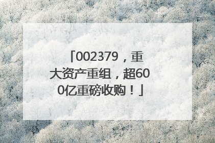 002379，重大资产重组，超600亿重磅收购！