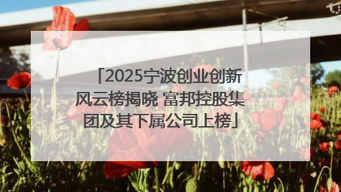 2025宁波创业创新风云榜揭晓 富邦控股集团及其下属公司上榜