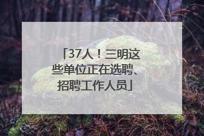 37人！三明这些单位正在选聘、招聘工作人员
