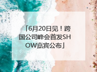 6月20日见！跨国公司峰会首发SHOW嘉宾公布